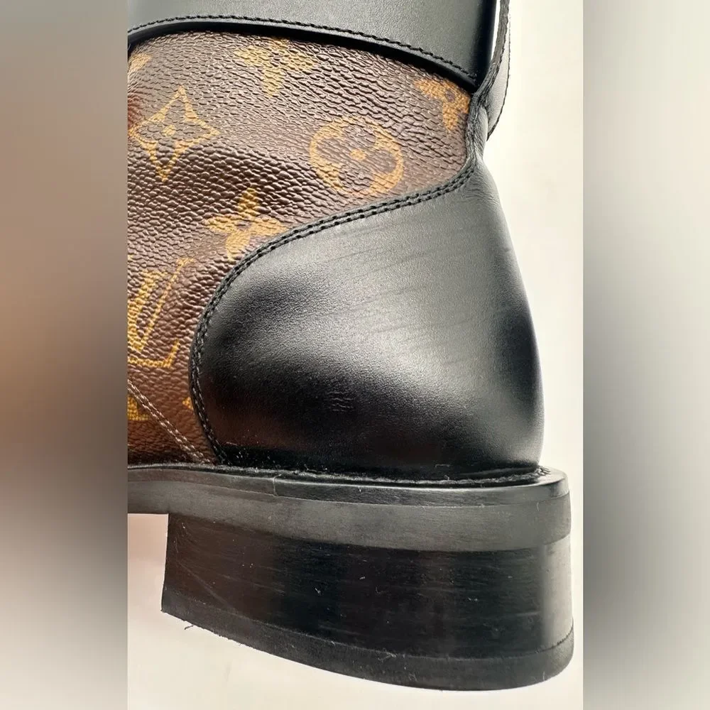 Louis Vuitton Wonderland Ranger Combat Boot Brown LV Monogram EU 37.5 US 7.5